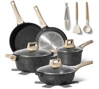 Batterie De Cuisine Induction 13 pièces JUST PERFECTO - Set De Casseroles Et Poeles - Tous Feux Dont Induction - Aluminium - Noir