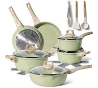 JUST PERFECTO Batterie de cuisine induction Set de casseroles avec couvercle - Casserole tout feux - poele anti adhesive - poele sans PFOA et sans PTFE - lot avec des poêles (Green)