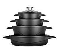 Batterie de Cuisine Induction 8 pièces Aluminium Fonte, 3 Casseroles, Couvercles, Smile, MGK-17, , Noir Noir G