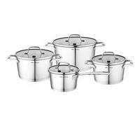 Batterie de Cuisine Induction Acier Inoxydable 4 pcs 4 Couvercles Verre Trempé, Florina, Professional, , Argent Argent G