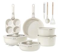 Batterie de Cuisine Induction Antiadhésive - Blanc, 20 Pièces