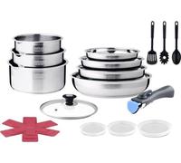 Batterie de cuisine induction - ARTHUR MARTIN - AM0566 - 18 pieces - Poignée amovible - Tous feux dont induction - Acier inoxydable