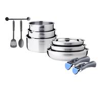 Batterie de cuisine induction - Arthur Martin - AM2238 - Acier inoxydable - 10 pièces - Poignée amovible - Tous feux dont induction