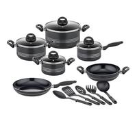 Batterie de cuisine - Induction - GSW - MILANO NERO - 15 pièces - Aluminium massif - Noir