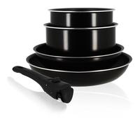 Batterie de cuisine - Induction - MENASTYL - 6020437 - Aluminium antiadhésif - 5 pièces - Poignée amovible - Noir