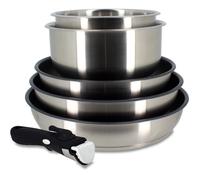 Menastyl – Batterie de cuisine IRIS 6 pièces 7930018 – Inox, induction, poignée amovible