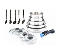 ARTHUR MARTIN Batterie de cuisine 15 pièces gris