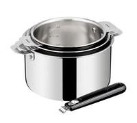 Lagostina Casseroles ESPERTA TRIPLY – Lot de 3 pièces, poignée amovible, aluminium et inox