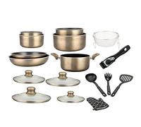 Herzberg Hg-8055: Batterie De Cuisine En Marbre Enduit De 17 Pièces Avec Poignée Amovible Cuivre G