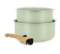 Batterie de cuisine - MENASTYL - Colorama - Aluminium - 2 casseroles + 1 poignée - Coloris céladon