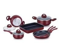 Batterie de cuisine mixte - Herzberg - HG9016-BR - Revêtement anti-adhésif - Compatible tous feux dont induction