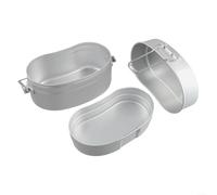 Batterie de cuisine multifonction en aluminium pour le camping 1 L avec poêle à frire et cuiseur vapeur (argenté)