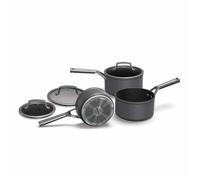 Ninja Foodi ZEROSTICK Ensemble de 3 Casseroles, Antiadhésif Durable, 3 Casseroles en Alu Anodisé avec Couvercles en Verre, Va au Four et au Lave-Vaisselle, Induction, Gris C33000EU