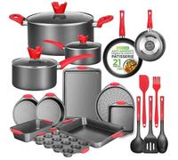 Batterie de Cuisine - NUTRICHEF - 21 Pièces - Antiadhésif - Ergonomique - Verre Trempé