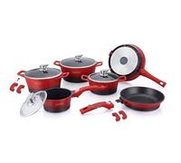 Batterie de cuisine professionnelle 14 pièces fonte aluminium revêtement marbre, marque Royalty Line avec poignées amovibles