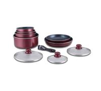 Batterie de cuisine revêtement pierre avec manche amovible 10 pieces bordeaux Herzberg HG5000-BR