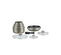 Batterie de cuisine revetement pierre avec manche amovible 10 pieces carbon Herzberg HG5000-CAR Herzberg