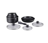 Batterie de cuisine revêtement pierre avec manche amovible 10 pieces noir Herzberg HG5000-BK Herzberg
