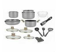 Batterie De Cuisine Revêtement Pierre Avec Manche Amovible 17 Pièces Carbonne Herzberg Hg8055-Car