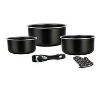 Batterie de cuisine revêtement pierre avec manche amovible 5 pièces noir Herzberg HG8051-BLK Herzberg