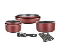 Batterie de cuisine revêtement pierre avec manche amovible 7 pièces bordeaux Herzberg HG8053-BR Herzberg