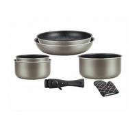 Batterie de cuisine revêtement pierre avec manche amovible 7 pièces carbonne Herzberg HG8053-CAR