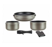Batterie de cuisine revêtement pierre avec manche amovible 7 pièces carbonne Herzberg HG8053-CAR Herzberg