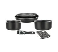 Batterie de cuisine revêtement pierre avec manche amovible 7 pièces noir Herzberg HG8053-BLK Herzberg