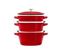 STAUB La Cocotte Set de 3 casseroles rondes en fonte cerise rouge