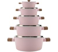 Batterie de cuisine - ROYAL SWISS - 10 pièces - Aluminium forgé - Antiadhésif - Rose