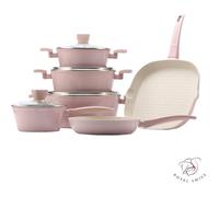 Batterie de cuisine Royal swiss ® - Batterie de cuisine Forged - 10 pièces - Avec couvercles en verre - Rose