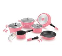 Batterie de cuisine - ROYALTY LINE - Effet pierre - 17 pièces - Aluminium - Anti-adhésif