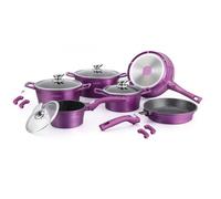 Batterie de cuisine - ROYALTY LINE - Effet pierre - 17 pièces - Aluminium - Manche amovible