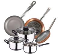 Batterie de cuisine San Ignacio 5 pcs acier inox + 2 poêles à frire Optimum Plus (18 22 26 cm) aluminium pressé tout induction