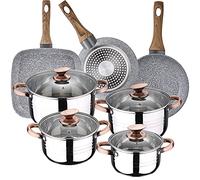 Batterie de cuisine SAN IGNACIO Premium Nona, en acier inoxydable, avec poêle (18/22 cm) et grille 28 x 28 cm Daimiel en aluminium forgé