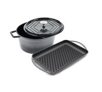 Batterie de cuisine - Set de 3 pièces fonte émaillée gris Laguiole Cuisson