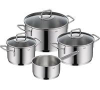 Batterie de cuisine Silit Extra Cook 4 pièces, casseroles 16/20/24 cm avec couvercle en verre, casserole 16 cm, graduation interne, large bord verseur, lavable au lave-vaisselle, batterie de cuisine
