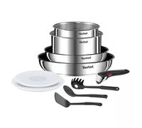 Tefal Ingenio Batterie de cuisine 10 pcs, Poêles, Casseroles, Couvercles hermétiques, Poignée amovible, Induction, Acier inoxydable, Empilable, Antiadhésif, Compatible lave-vaisselle, Emotion L8971S04