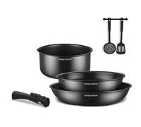 Batterie de cuisine - Tous feux dont induction - Arthur Martin - AM9582 - Aluminium - Anti-adhésif - 6 pieces - Poignée amovible