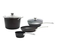 Batterie de cuisine - Tous feux dont induction - Baumalu - Aluminium forgé - Anti-adhésif - 4 pièces - Noir