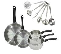 Fackelmann Batterie de cuisine Geneva Inox, Induction, 2 poêles 24/28, 3 casseroles et 6 ustensiles