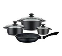 Batterie de cuisine - Tous feux dont induction - GSW - GOURMET GRANIT - Fonte d'aluminium massive - 7 pieces - Sans PFAS - Noir Noir