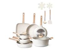 Batterie De Cuisine-Vevor-19 Pcs-Ensemble De Casseroles Et Poêles À Induction Avec Revêtement Anti-Adhésif En Granit-Blanc