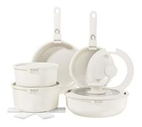 Batterie de cuisine YASHE 15 pièces, poêles et casseroles antiadhésives effet granit, , compatibles induction et gaz.