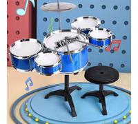 Batterie de jazz éducative, percussion de batterie de jazz musicale réaliste, instrument de musique pour amateurs et événements de vacances.-Soutien à la Coupe du Monde! Tambours bleus 5,Batterie bleu