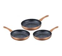 CENOCCO CC-2001 - Set de 3 poeles En pierre - Tous Feux et induction - 20/24/28 cm - Cuivre