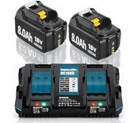 Batterie de Rechange 2X 18V 8.0Ah DC18RD Compatible pour BL1860B BL1860 BL1850B BL1850 BL1840B BL1830 194205-3,194309-1,194204-5, 194205-L1845 BL1890 BL1415 BL1430 BL1440 avec Batterie d'outil LED.