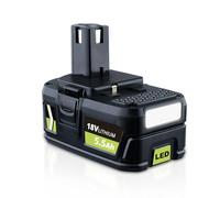 Batterie de rechange 5,5 Ah pour Ryobi 18 V avec indicateur LED compatible avec P102 P103 P104 P105 P106 P107 P108 RB18L50 RB18L40 RB18L25 RB18L15 RB18L13 et B18L13 et B18L13 PL-181 5 outils sans fil