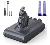 Batterie de Rechange pour aspirateur Dyson V6 - morpilot 6500 mAh Compatible avec V6 Animal Absolute SV03 SV04 SV05 SV06 SV07 SV09 DC58 DC59 DC61 DC62 DC72 DC74 avec 2 pré-filtres