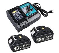Batterie de Rechange pour Makita 18V avec Chargeur DC18RC Compatible avec BL1860 BL1860B BL1850 BL1850B BL1840 BL1830 BL1820 LXT400 DC18RA DC18RC (2X 5.5Ah Batteries + 1x Chargeur)